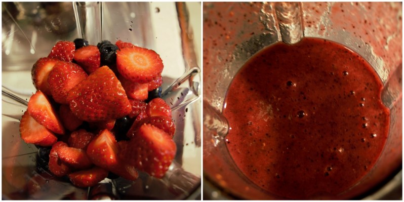 preparazione smoothie di bosco